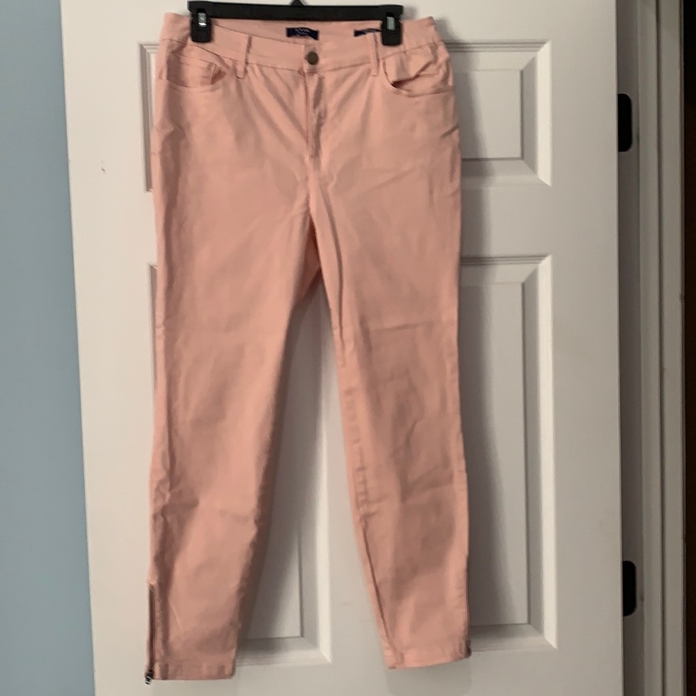 Kaari Blue pale pink Mid Rise Skinny Ankle Pants